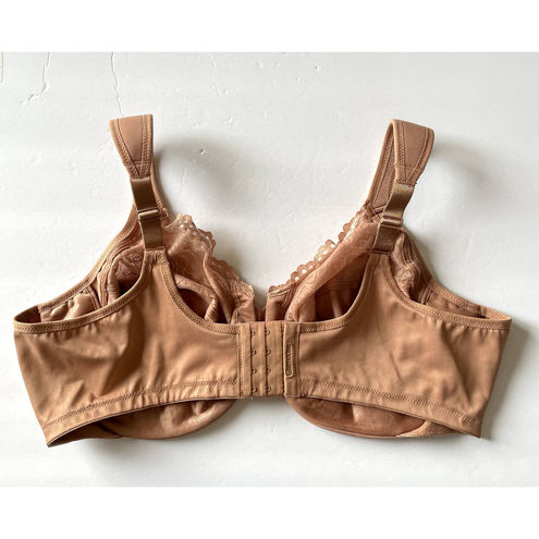 Glamorise Bra Womens 46DD Tan Low Cut WonderWire Lace