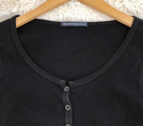 Brandy Melville Black Zelly Ribbed Long Sleeve Top