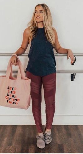 High-Waist Moto Legging in Cherry by Alo Yoga