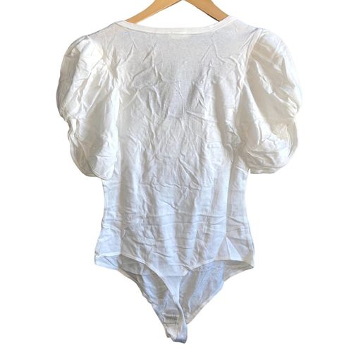 Free People Ava Puff Sleeve Bodysuit Women's White Large L NWT New