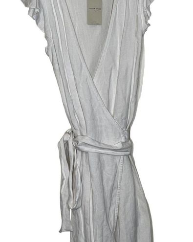 Lucky Brand Wrap Dress Size Small White Linen Blend Side Tie Womens New -  $50 New With Tags - From Ben
