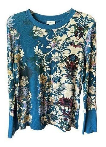 Sundance, Tops, Sundance Bayberry Blue Floral Long Sleeve Thermal Top