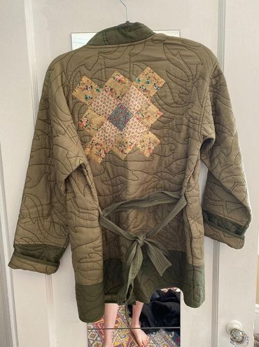 Anthropologie  Green Kimono Quilted Patchwork Jacket Size 4 (S