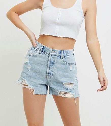 PacSun High Rise Icon Denim Shorts Blue 