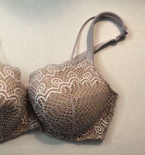 Cacique Bra Modern Linear Lace Purple-Gray Bra Sz 40D GUC - $25 - From Liz