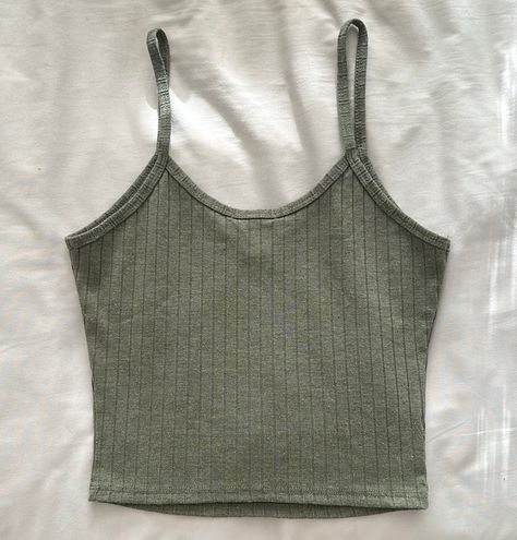 Ribbed Cropped Tank Green