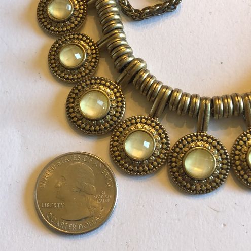 Lucky Brand Brass Tone & Yellow Rhinestone Runway Boho Statement