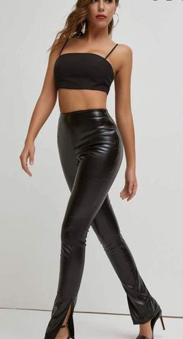 SheIn SBetro Slit Hem PU Leather Skinny 