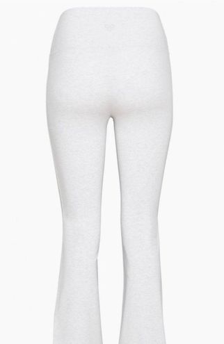 Aritzia TNA Chill Atmosphere Flare Leggings in Heather Cloud White