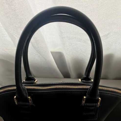 TORY BURCH ROBINSON $495 BLACK SAFFIANO LEATHER LARGE DOME HANDBAG SATCHEL