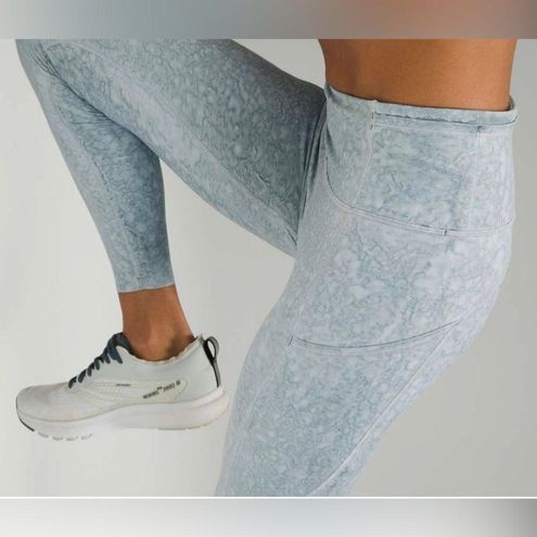 Lululemon Fast Free Tight 25 *Nulux City Grit White Blue Fog Size