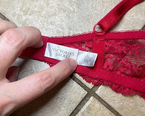 Victoria's Secret Dream Angels Lined Demi Red Pink Lace Bra 34D Size  undefined - $16 - From Kelly