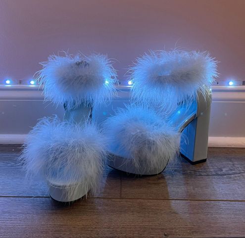 Dolls Kill opening number marabou heels Blue Size 7 - $78 - From mia