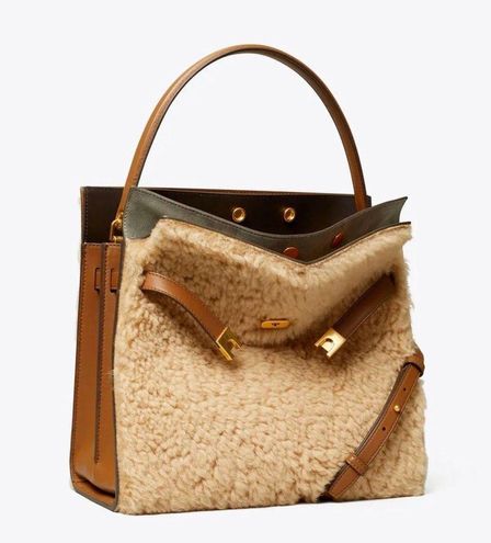 Tory Burch LAST ONE Lee Radziwill Double Bag Merino Shearling Trims Mixed  Colors NWT Tan - $1040 (13% Off Retail) New With Tags - From Luxe