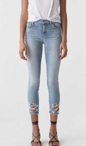 AGOLDE Sophie Vertigo Mid Rise Crop Distressed Skinny Jean Chewed