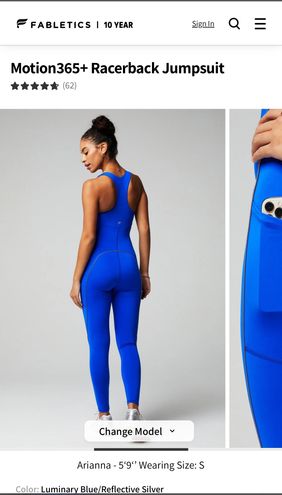 Fabletics Motion365+ Racerback Jumpsuit Blue Size L - $40 (59% Off Retail)  New With Tags - From Addison