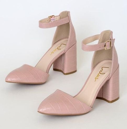 blush ankle strap heels