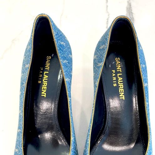 Saint Laurent Lola Monogram Denim Pumps - ShopStyle