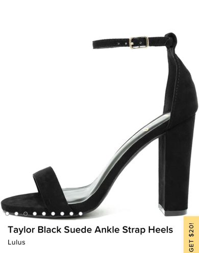 Taylor Black Suede Ankle Strap Heels