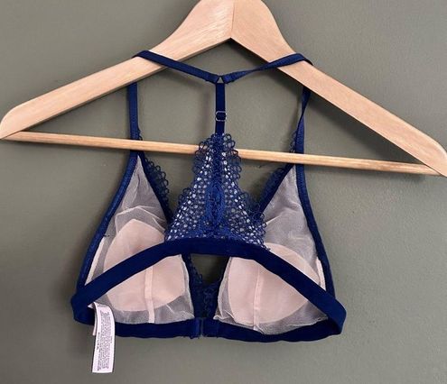 Victoria's Secret blue lace body by Victoria front clasp bra size XS