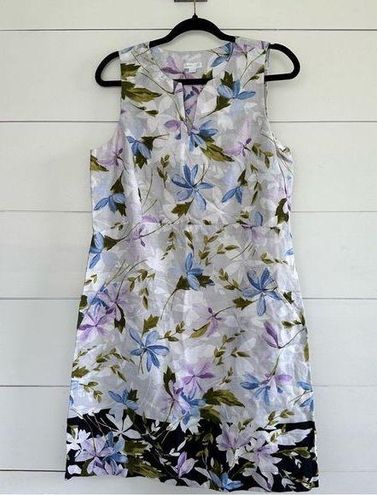 J. Jill Love Linen 100% Linen Floral Sleeveless Dress Size Medium –