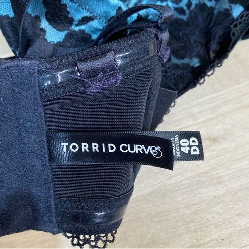 Torrid Curve Underwire Padded Bra Aqua, Black Floral Lace