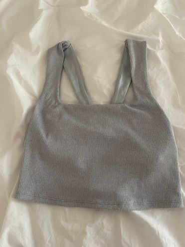 Alo Yoga Alosoft Ribbed Chic Bra Tank Heather Gray - $60 (18% Off