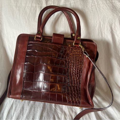 Brahmin USA Vintage Brown Croc Embossed Leather Satchel Crossbody Handbag -  $190 - From Greeneye