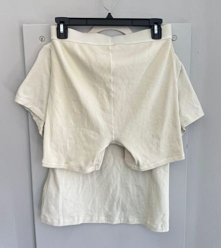 SKIMS Bone Cotton TShirt & Shorts Set XL - $38 - From Chloe