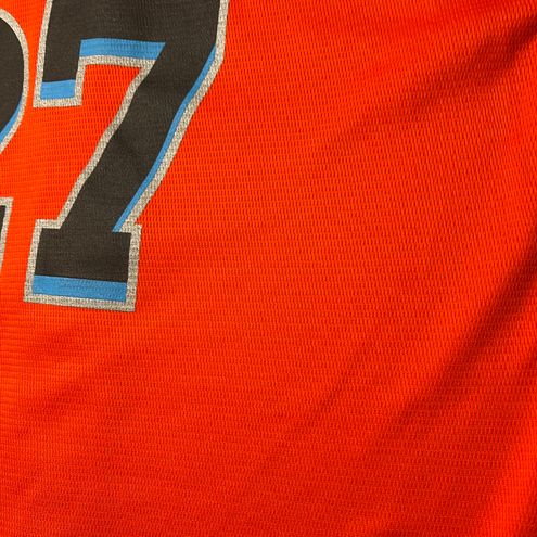 Majestic MLB Marlins Number 27 Stanton Orange Youth Jersey Size