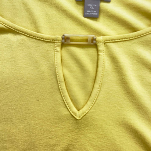 J Jill Wearever Womens Size XL Keyhole Tunic Top Yellow Jersey Knit Stretch
