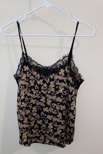 Women's Lace Trim Satin Cami - Wild Fable - Black Size XS