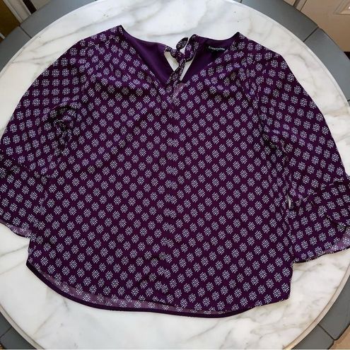 41 Hawthorn  Purple Circular Flounce Sleeve Blouse Size L - $18