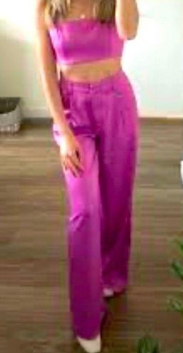 Magenta Satin Pants