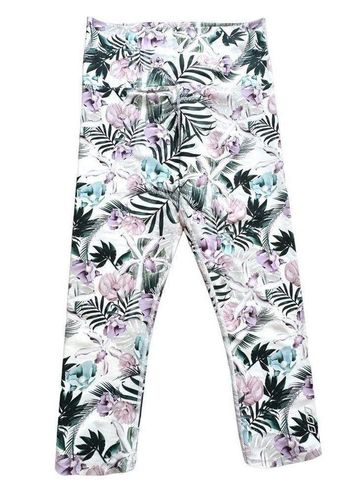 Lorna Jane Leggings Womens Medium White Purple Fusion Tropic