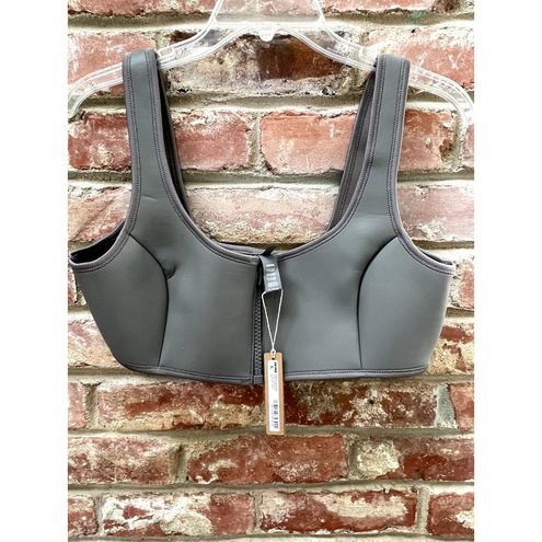 SKIMS Rubberized Scuba Swim Scoop Neck Bikini Top - Grey Chalk