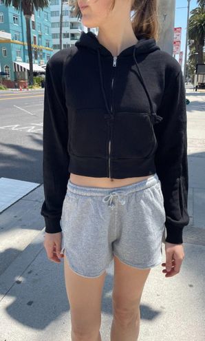 Brandy Melville Black Crystal Cropped Zip Up Hoodie - $18 (68% Off Retail)  - From Kao