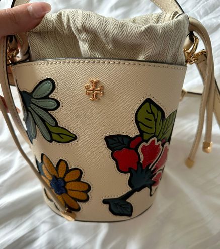 Tory Burch Emerson Appliqué Mini Bucket NWT New Cream Bag, $428