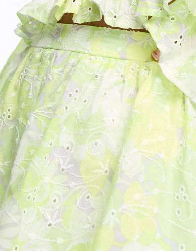 ASOS LUXE floral eyelet top and shorts set in lime green