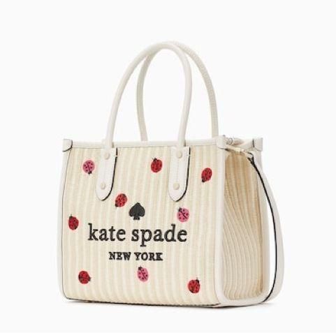 Kate Spade New York Ella Mini Leather Top Zip Tote Crossbody Black White  Logo