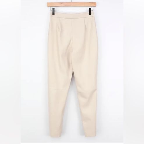 Keep Your Stride Off White Vegan Leather Trouser Leggings