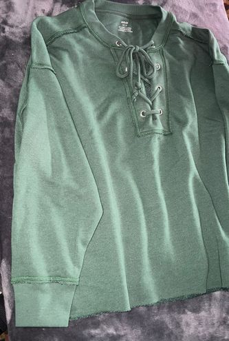 Aerie Sunday Soft Lace Up Sweatshirt in Sycamore Green - $39 (35