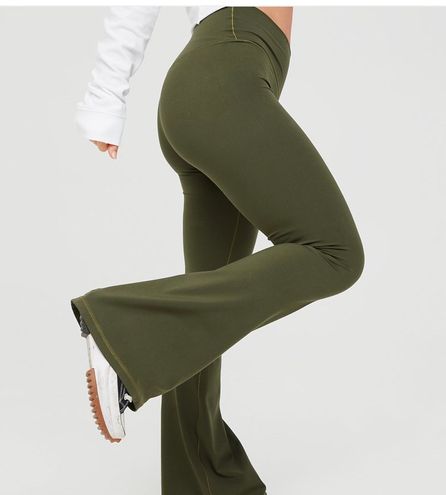 aerie, Pants & Jumpsuits, Green Aerie Crossover Flare Leggings