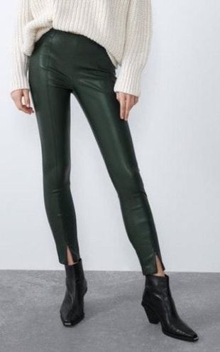 ZARA Green Leather Trousers Size L - $27 - From Sabrina