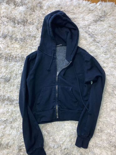 Brandy Melville Solid Black Zip Up Hoodie One Size - 52% off