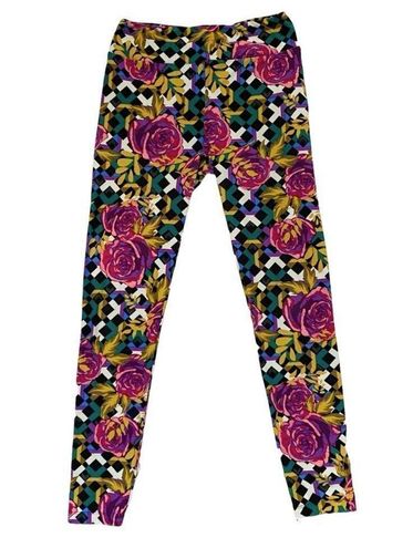 LuLaRoe Women's OS Leggings Purple Rose & Trellis Print Size undefined - $26  - From Katrina