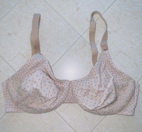 Olga Sz 36D Luxury Lift Beige Floral Lace Trim Underwire Bra Style 5001