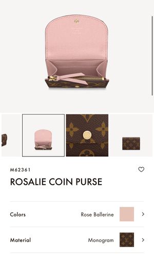 NEW Authentic Louis Vuitton Rosalie Coin Purse Monogram Rose Ballerine  M62361