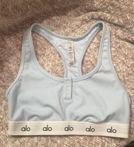 Alo Yoga Alo Icon Ribbed Henley Bra & Boyshort Set Blue - $55