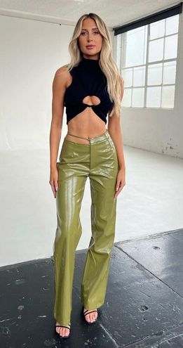 Tiger Mist Green Leather Pants